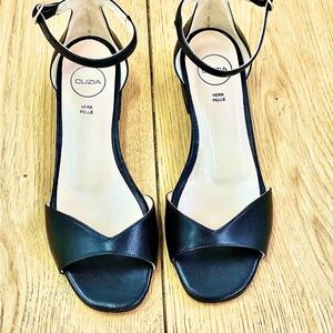 Clizia Italian Black Leather Women's Sandals